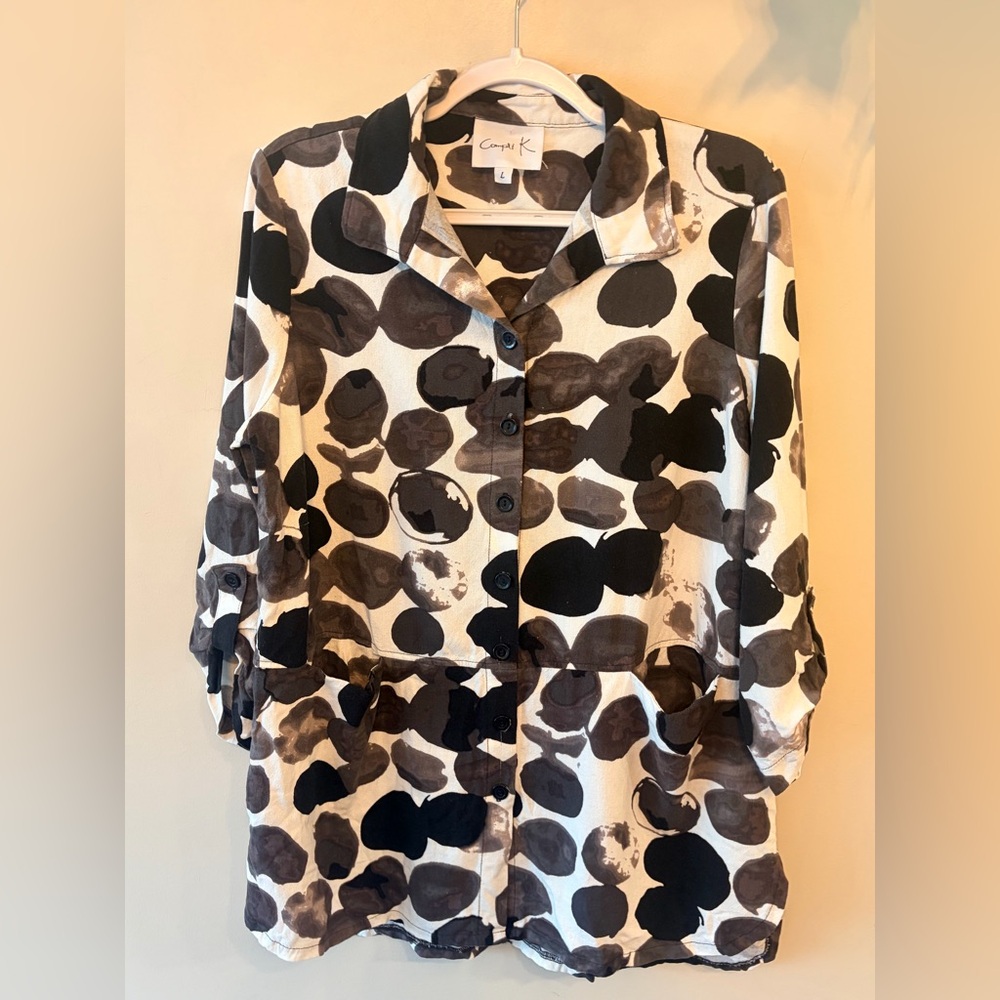 COMPLI K Linen Blend Oversized Button-Up Jacket/Tunic